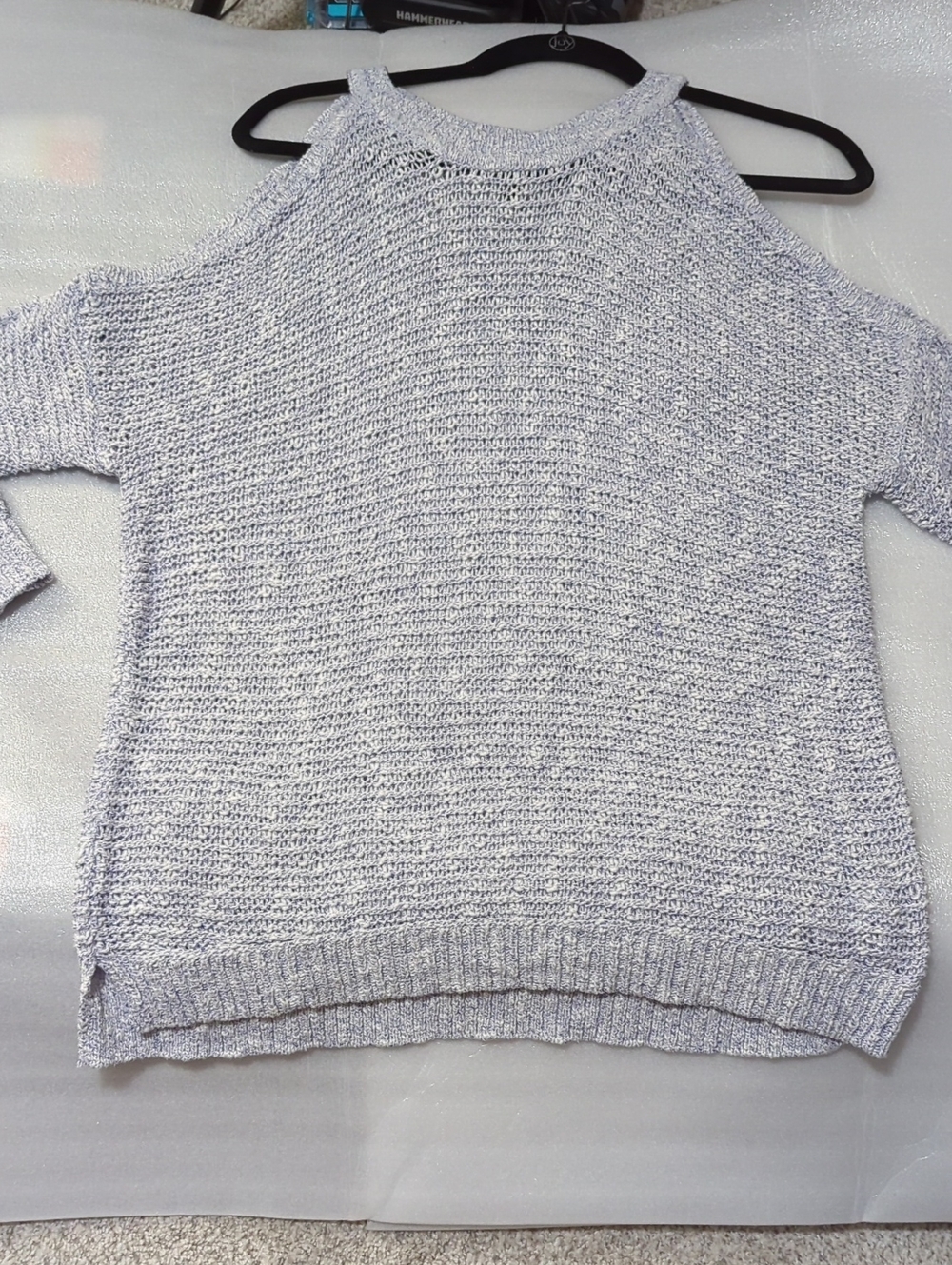 Women's Express Light Gray Cold-Shoulder Knit Sweater